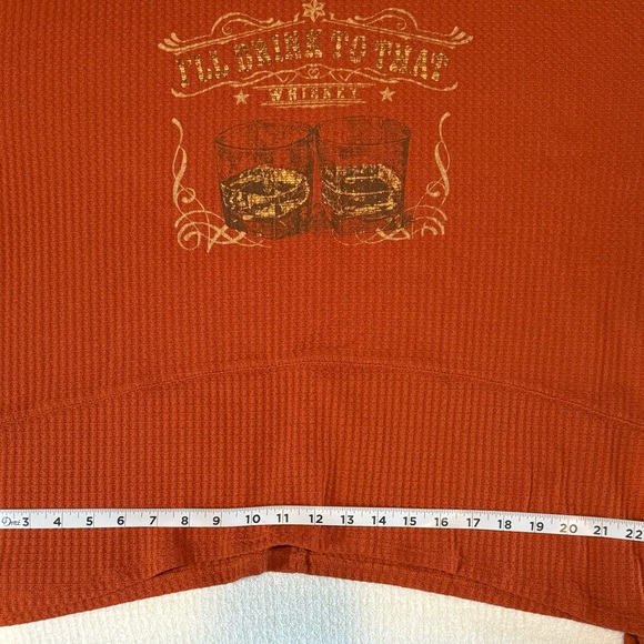 EUC Cato Burnt Orange Size L Waffle Knit Top “I’ll Drink To That Whiskey” - Picture 9 of 11